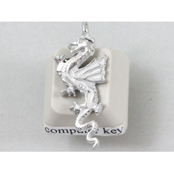 Pewter Charm, Dragon, Long-tailed, single sided