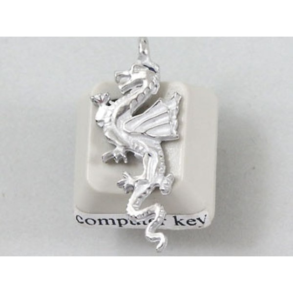 Pewter Charm, Dragon, Long-tailed, single sided