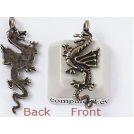 Charm, Dragon, Long-tailed, antiqued brass