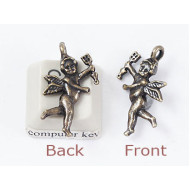 Charm, Cherub, antiqued brass