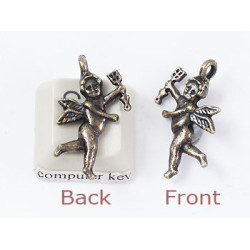Charm, Cherub, antiqued brass