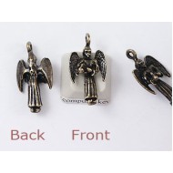 Charm, angel, antiqued brass