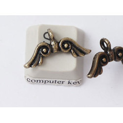 Charm, Angel Wings, antiqued brass