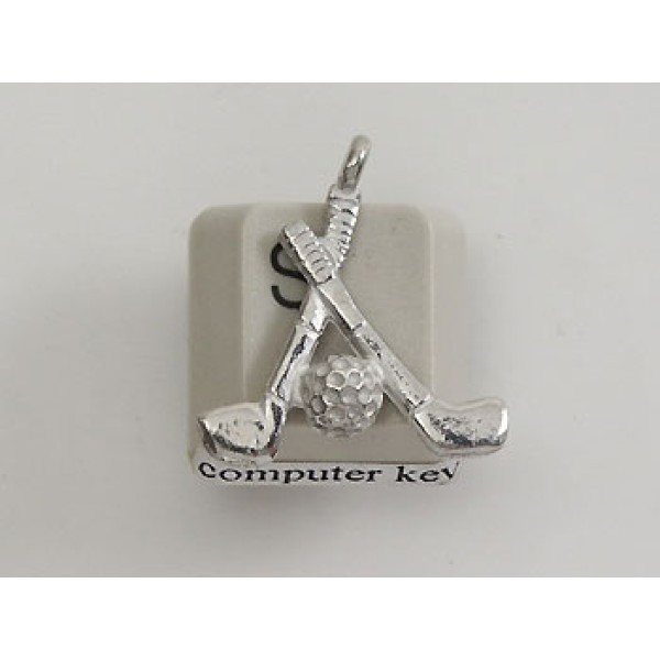 Pewter Charm, Hockey Sticks, two sided