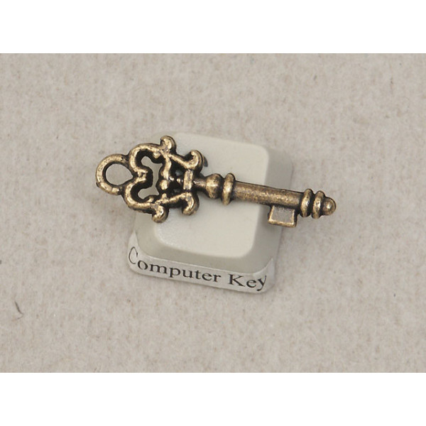 Key, 30mm, antiqued brass
