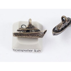 Pewter charm, Boat, antiqued brass
