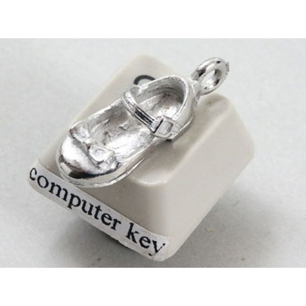 Pewter Charm, Mary Jane Shoe, with buckle and bow