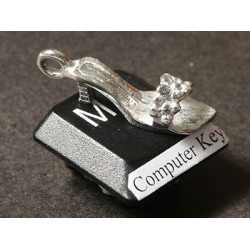 Pewter Charm, Shoe, high heel slipper with flowers