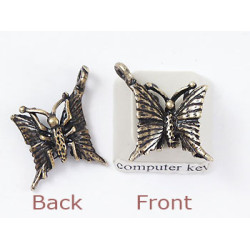 Pewter Charm, Butterfly, antiqued brass